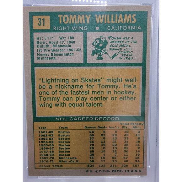1971 Topps #31 Tom Williams Golden Seals PSA 7 - NM - Picture 6 of 6